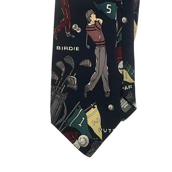 Vintage Rudia Neck‎ Tie Golf Theme Abstract Geometric Golf Ball Mens Classic - Picture 1 of 4
